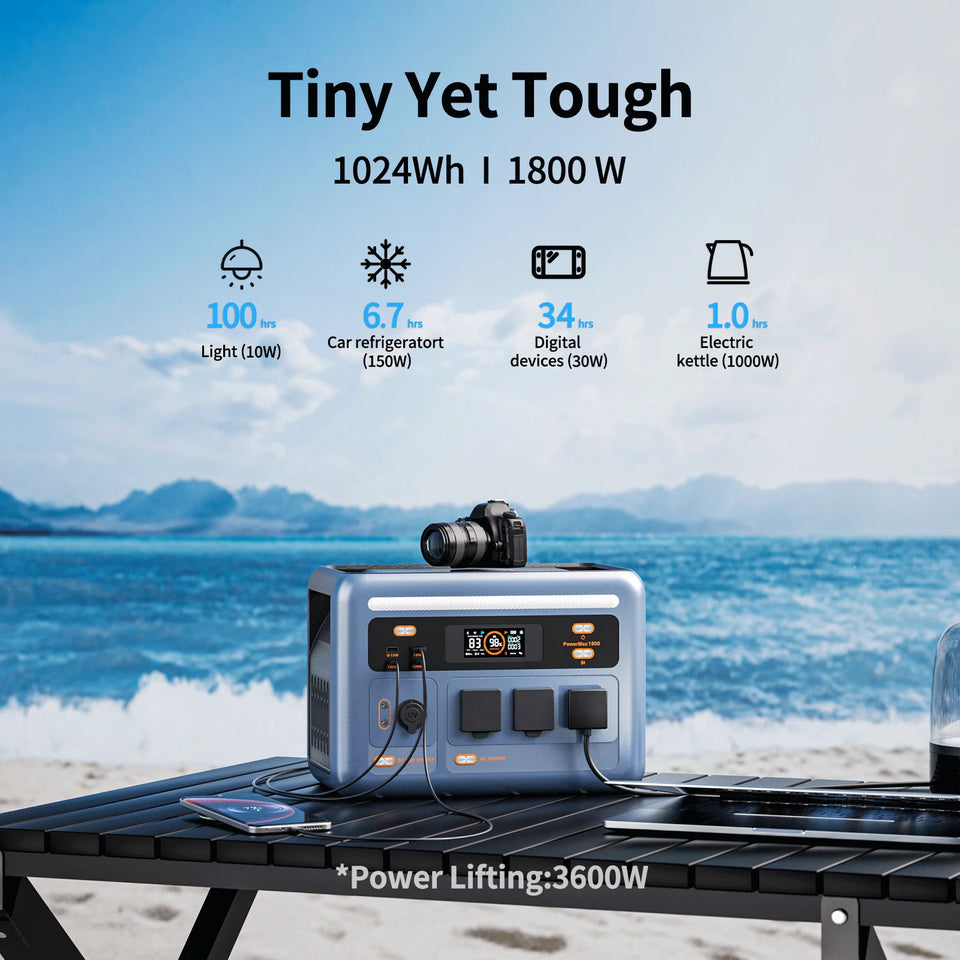 OSCAL Power Max 1800SE 1800W Portable Power Station 1024Wh Lifepo4 Battery Solar Generator With Solar Panel Outdoor Camping