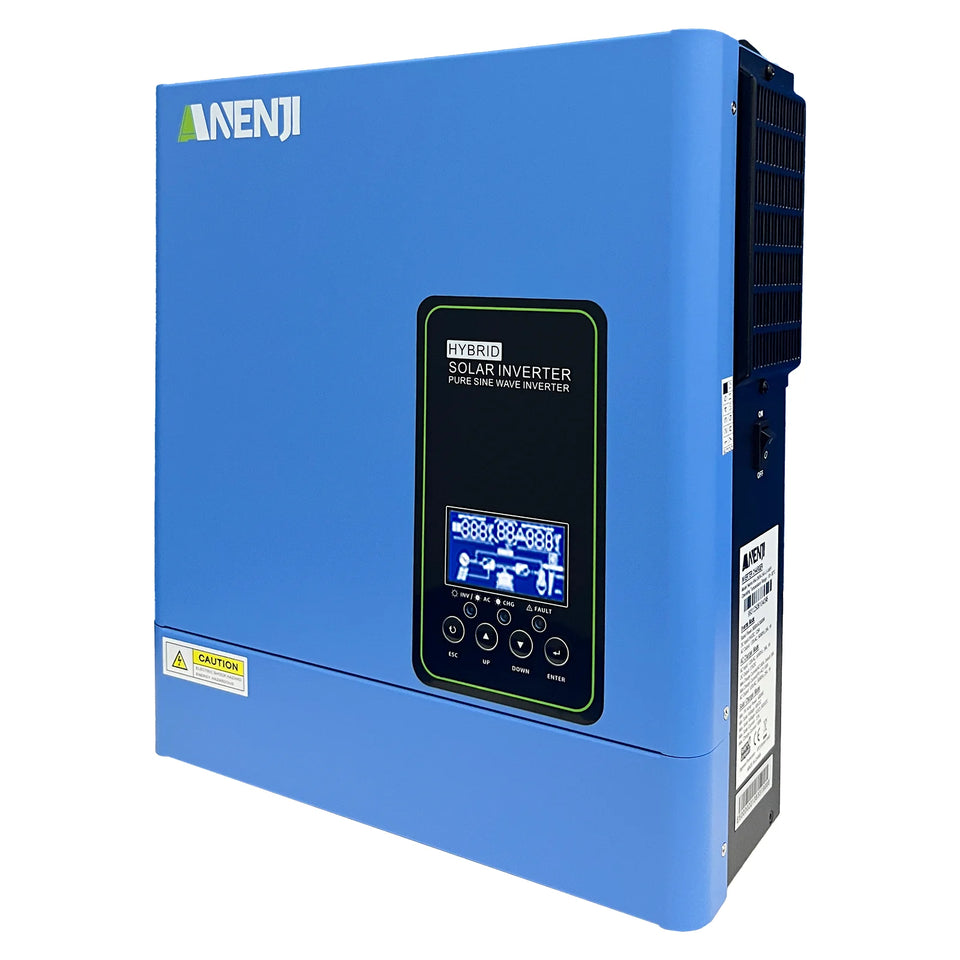 ANENJI Hybrid Solar Inverter 3KW 24V 110V/120V MPPT Pure Sine Wave Off Grid Photovoltaic Inverter with100A Solar Charger PV 500V