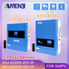 ANENJI 6.2KW 4.2KW 11KW Solar Inverter Hybrid 48V 24V Pure Sine Wave On/OffGrid MPPT 120A 160A PV 500VDC Solar Charge Controller
