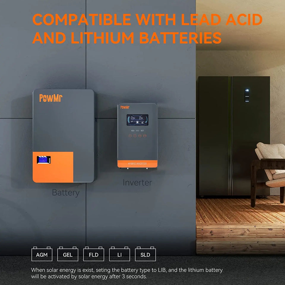 US Stock 4KW 120V Off Grid Solar Inversor DC 24V 140A MPPT Solar Charger Pure Sine Wave Home Inverters 6.25 Inch LCD Display