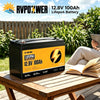 RVPOZWER 12V 100Ah Lithium Battery Nominal Capacity LiFePO4 1280Wh Battery 100A BMS Solar Portable Rechargeable 15000 Cycles for RV Applications Marine Travel Trailer Off-grid Application