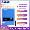 ANENJI 6.2KW 4.2KW 11KW Solar Inverter Hybrid 48V 24V Pure Sine Wave On/OffGrid MPPT 120A 160A PV 500VDC Solar Charge Controller