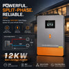 PowMr 10KW/12kW Dual Voltage Inverter 120V/240V Split Phase Built in 2 MPPT 500V PV Input Max 160A Charging with BMS up to 6 Units in Parallel Zero Export CT Off-Grid for LiFePO4 Lead Acid Compatible