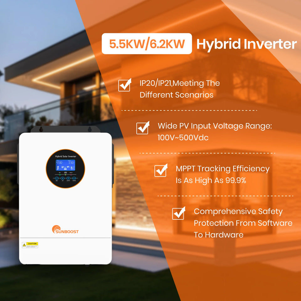 Sunboost Split Phase Inverter 3.6KW 5.5KW 6.2KW 8KW 10KW 12KW Single Phase Hybrid Solar Inverter3KW 3.6KW 5KW 110V 120V 240V 48V