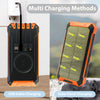 36000mAh Solar Power Bank 18W Wireless Charge With 4 Charging Heads LED Lamp Flashlight for Outdoor Battery Portable