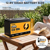 RVPOZWER 12V 100Ah Lithium Battery Nominal Capacity LiFePO4 1280Wh Battery 100A BMS Solar Portable Rechargeable 15000 Cycles for RV Applications Marine Travel Trailer Off-grid Application