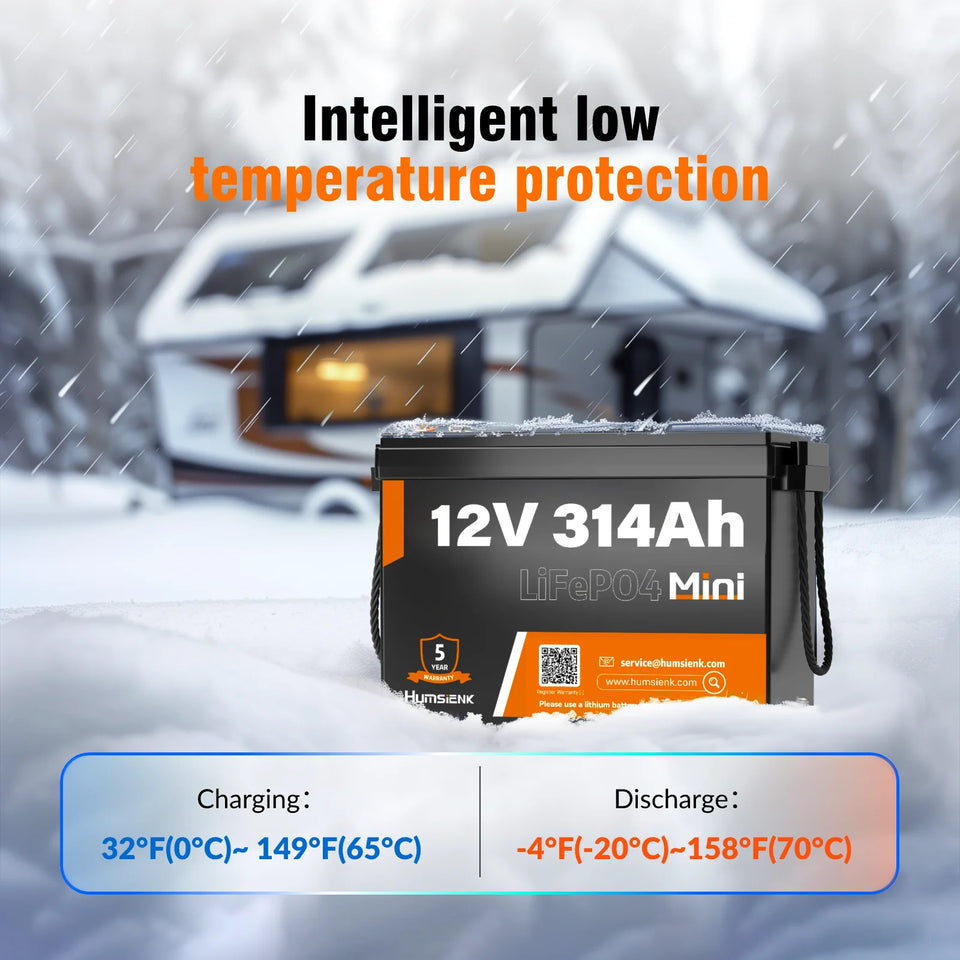 Humsienk 12V 314Ah LiFePO4 Battery Capacity 4019Wh 200A BMS Up 15000 Cycles Low-Temp Protection For RV Camper/Cabin/Portable Power Station/Solar Energy Storage/5-Year Warranty