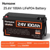 Humsienk 24V 100Ah LiFePO4 Battery 15000 Cycle 100A BMS UP 2560W For RV, Camper, Solar, Marine, Off-Grid,2-year warranty,UL 1973